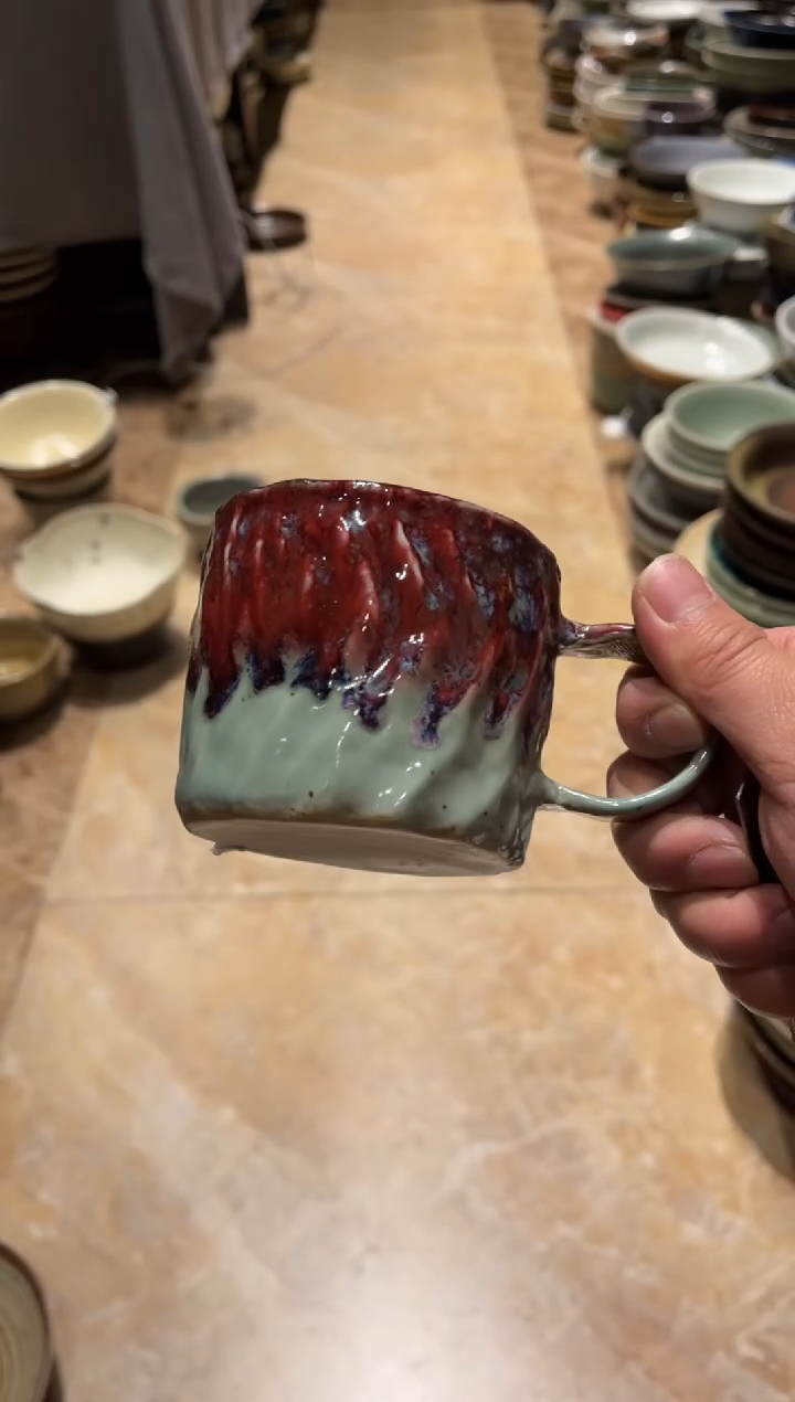 【闪购商品】瓷片674红色手工咖啡杯1个