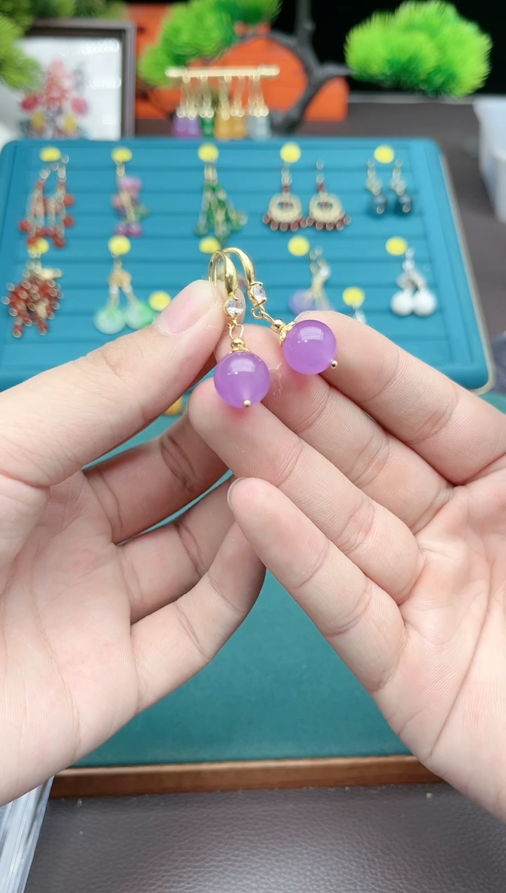 【闪购商品】玛瑙/玉髓耳钉银S925镶嵌304000