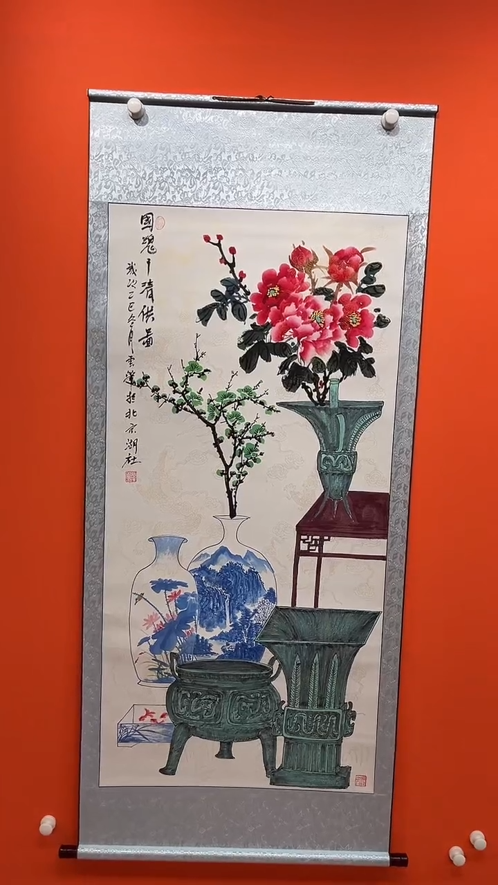 国画张广恩青花31-8装裱好八平尺