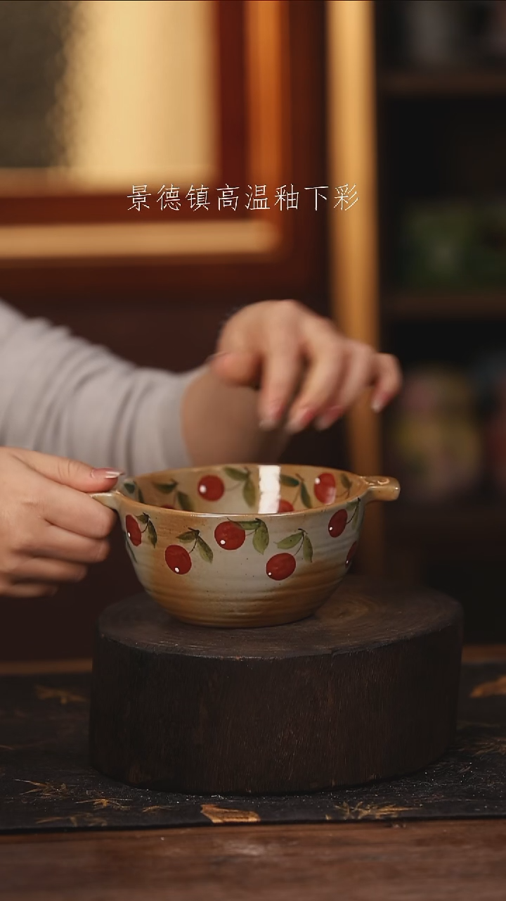陶瓷景德镇高温釉下手绘陶瓷@L224@