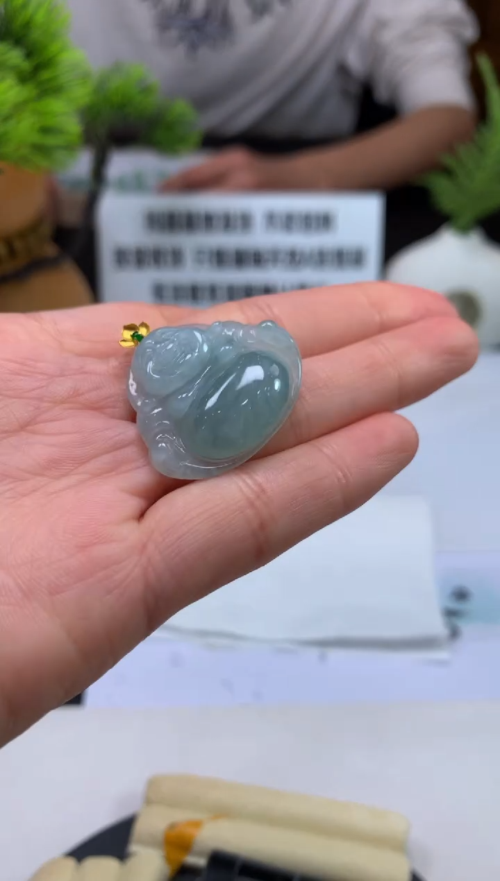 颈饰18K金镶嵌翡翠微*---120795