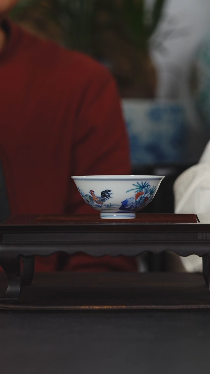 【闪购商品】涂杏花斗彩子母鸡图杯@@txh35