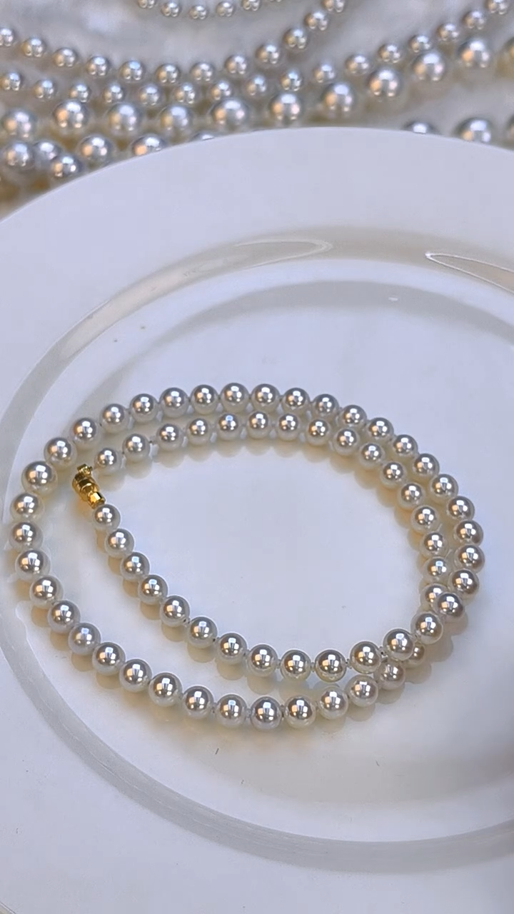 项链18K金镶嵌淡水珍珠5。5-7