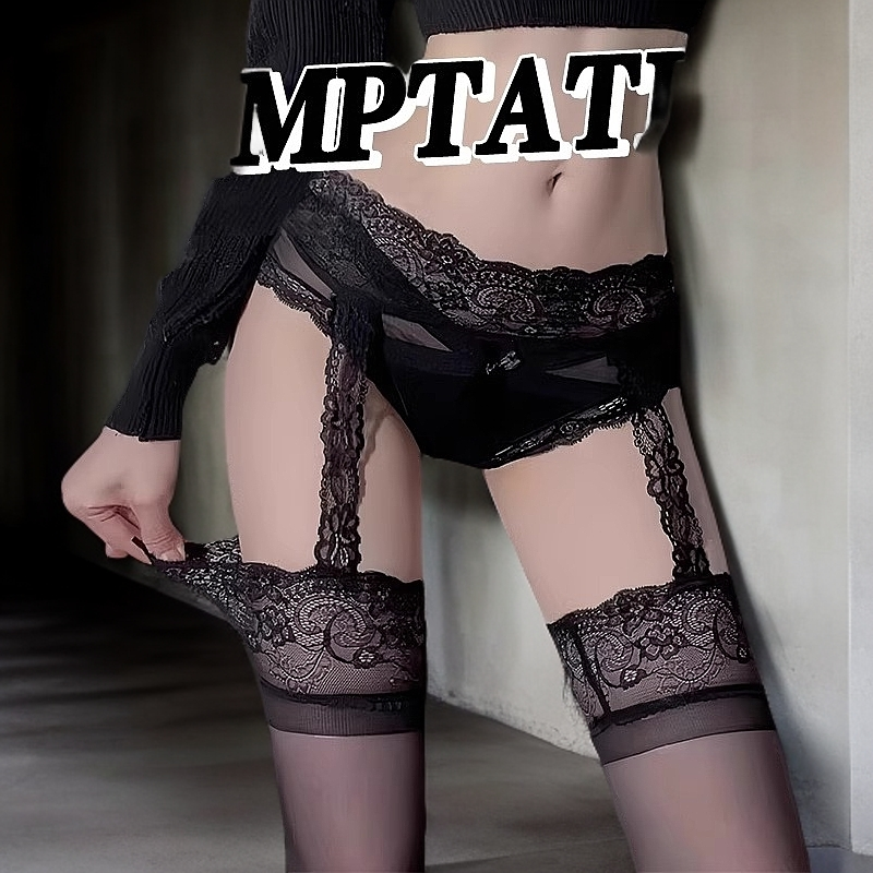 【保密发货】蕾丝一体吊带袜性感纯欲可爱大腿黑丝红色长筒吊带丝袜