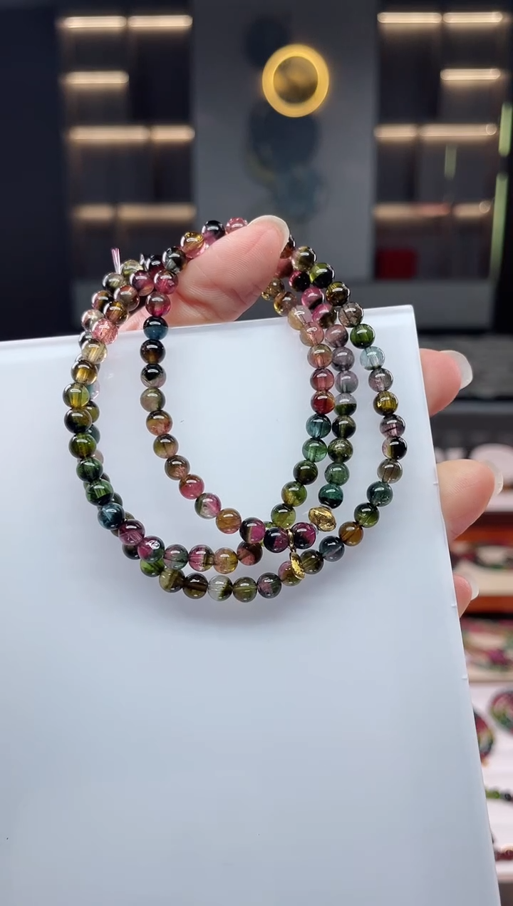 未镶嵌老矿碧玺三圈手串5mm+碧玺（多样性发一条）Q