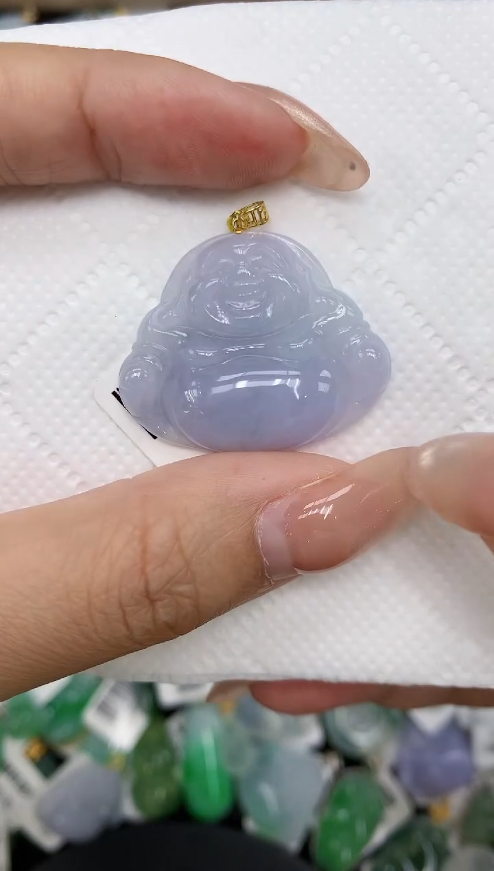 颈饰18K金镶嵌翡翠a货支持复检百元以上9元证书费自理