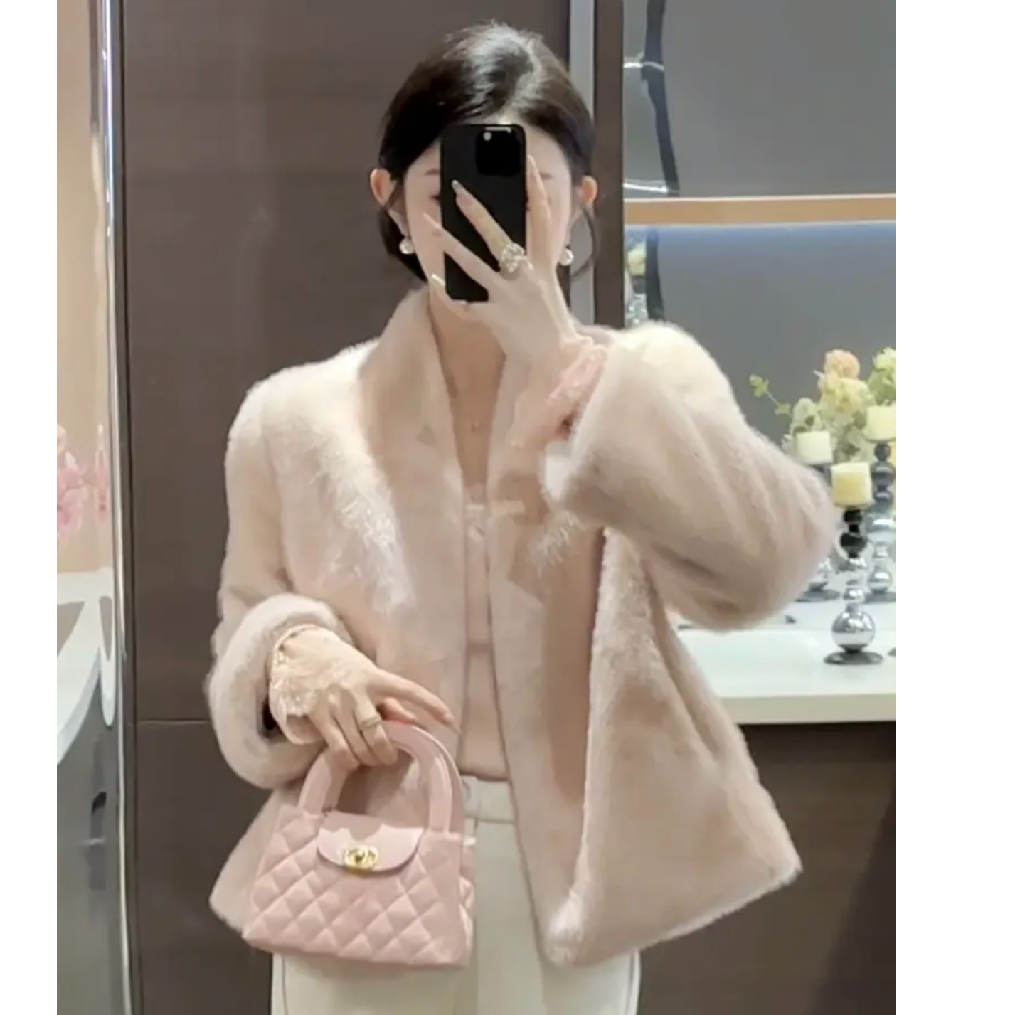 2502【小富婆十字貂】皮毛一体毛绒上衣女高级感冬季仿貂绒毛毛外套