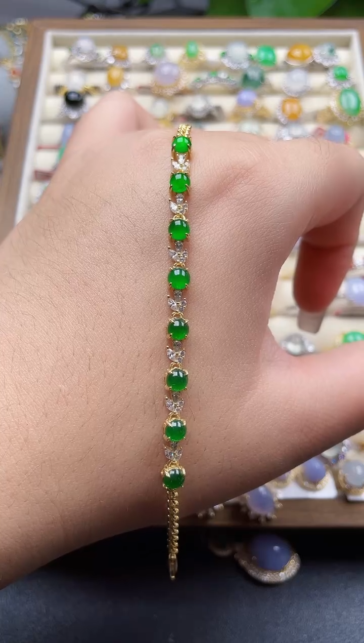 银S925镶嵌手链翡翠99