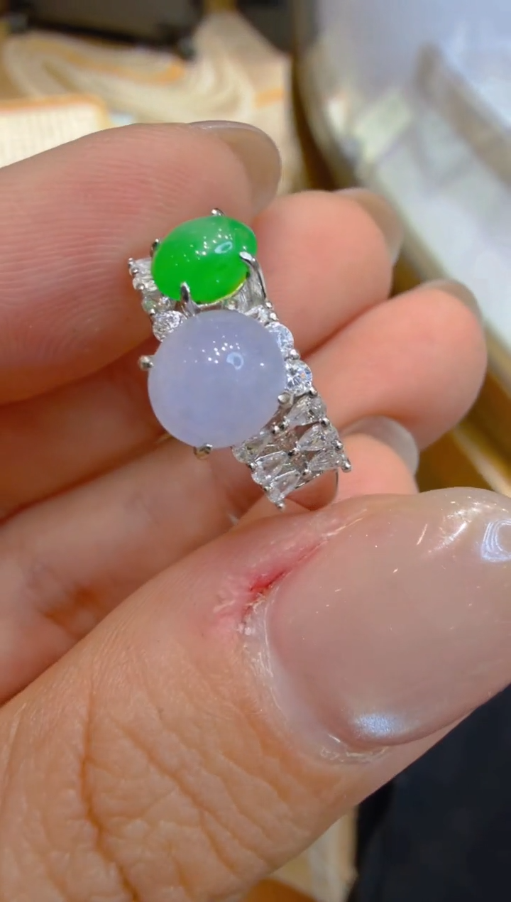 银S925镶嵌戒指翡翠多样性团购发一件