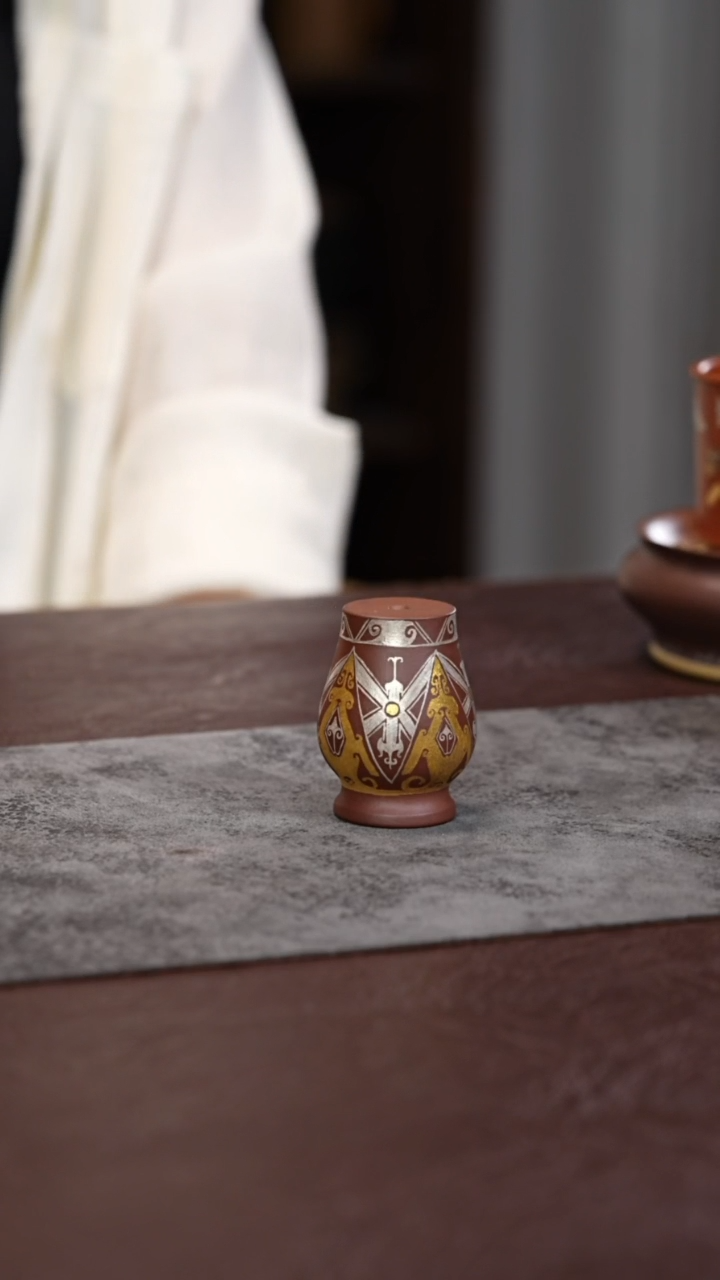 茶杯紫砂错金银 盖置