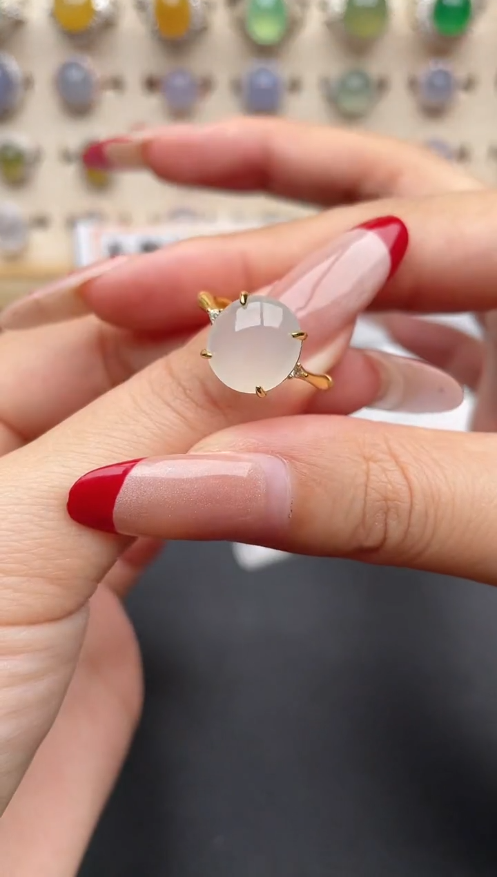 【闪购商品】翡翠戒指银S925镶嵌一物一证一礼盒