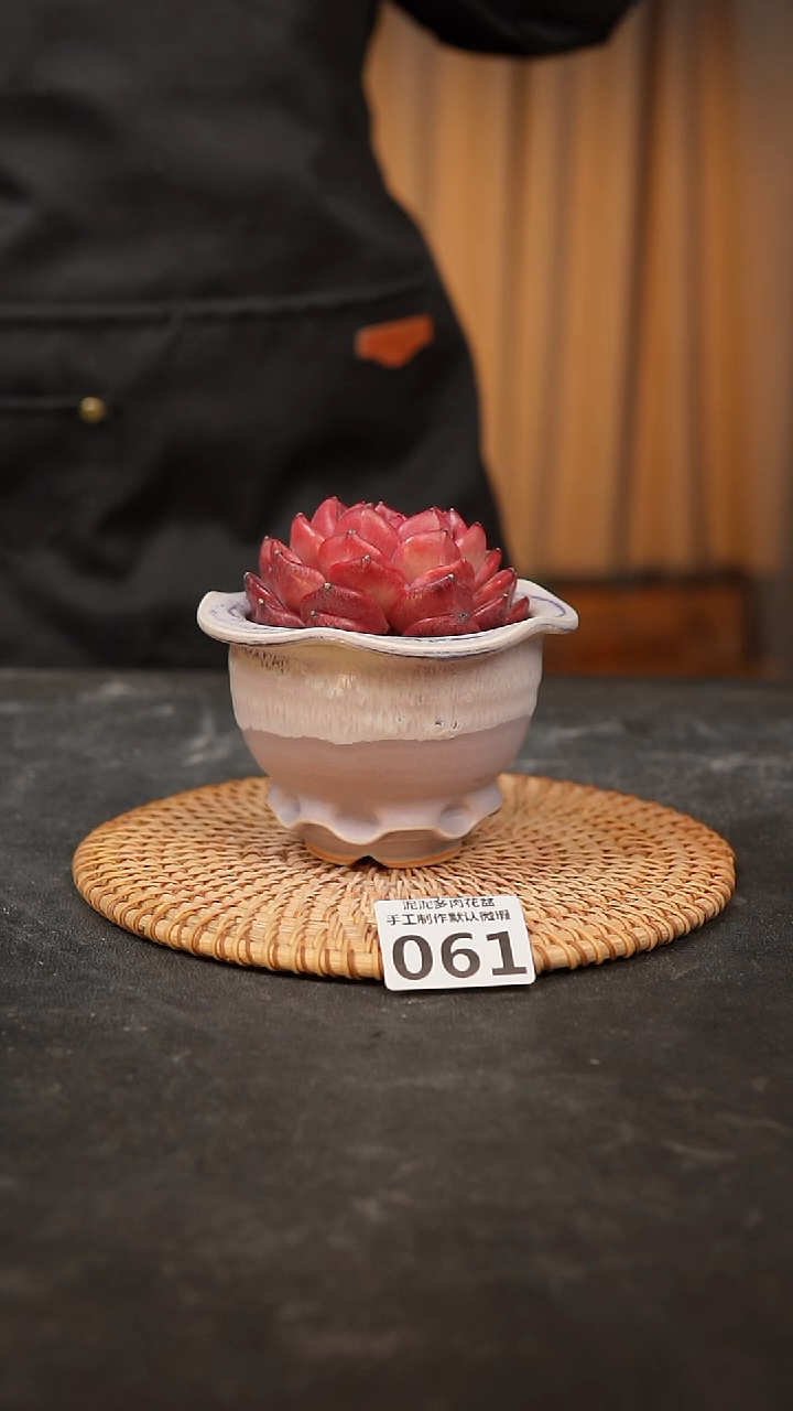 【闪购商品】瓷片061泥泥手工花盆口8高7