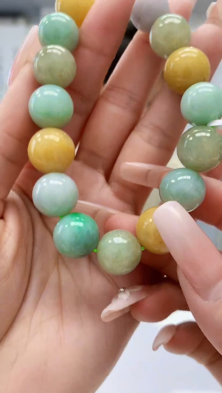 【闪购商品】定制翡翠未镶嵌1502lr-毛货手串24