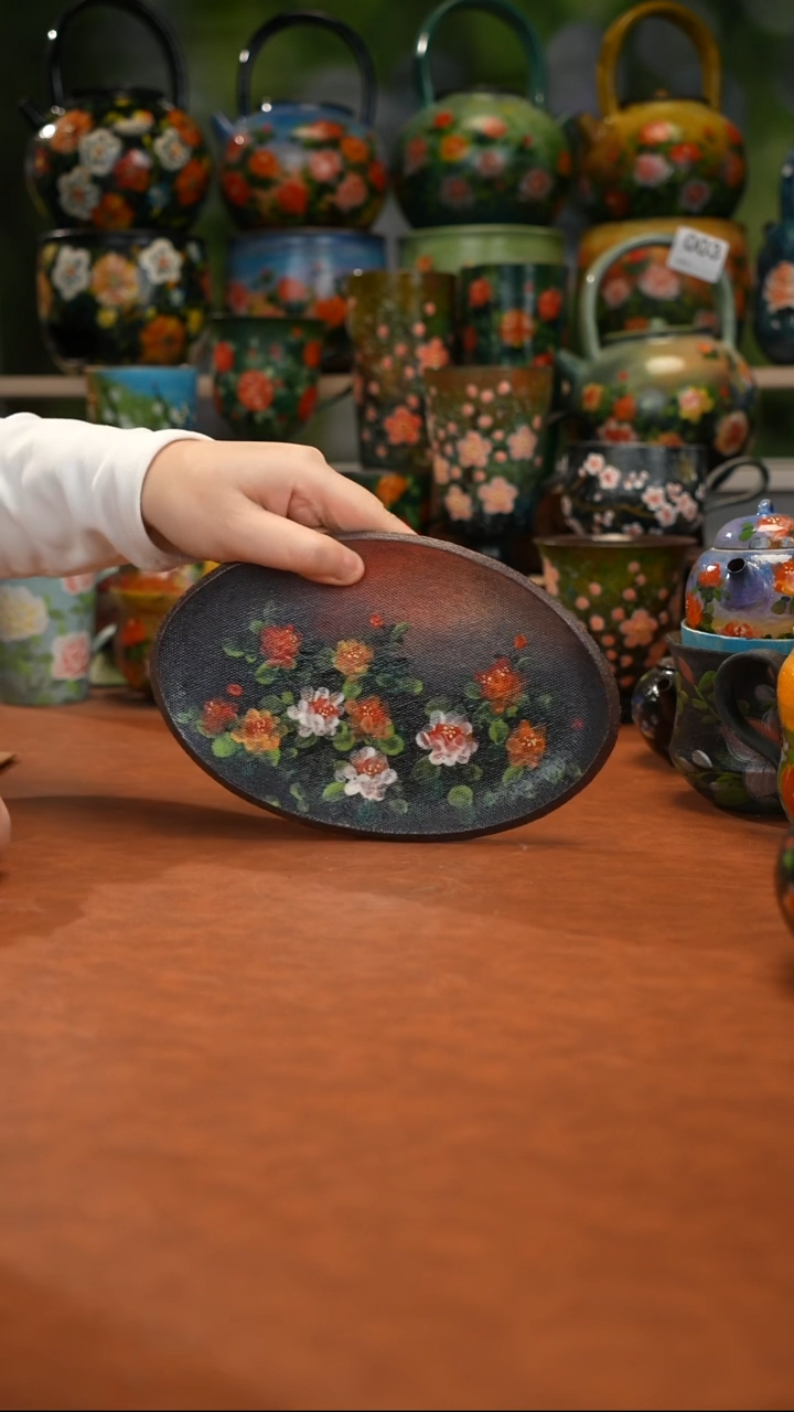 紫砂油画手绘釉下彩