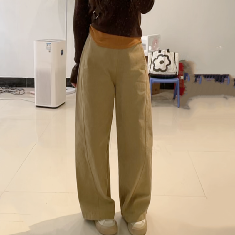 小个子窄版老钱风休闲裤春秋显瘦百搭简约长裤垂感高腰设计感
