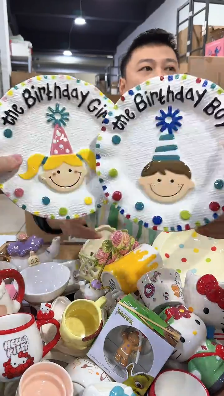 瓷片原盒B款生日盘子2件套