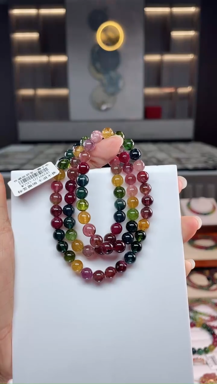 未镶嵌老矿碧玺三圈手串7mm+碧玺（多样性发一条）Q