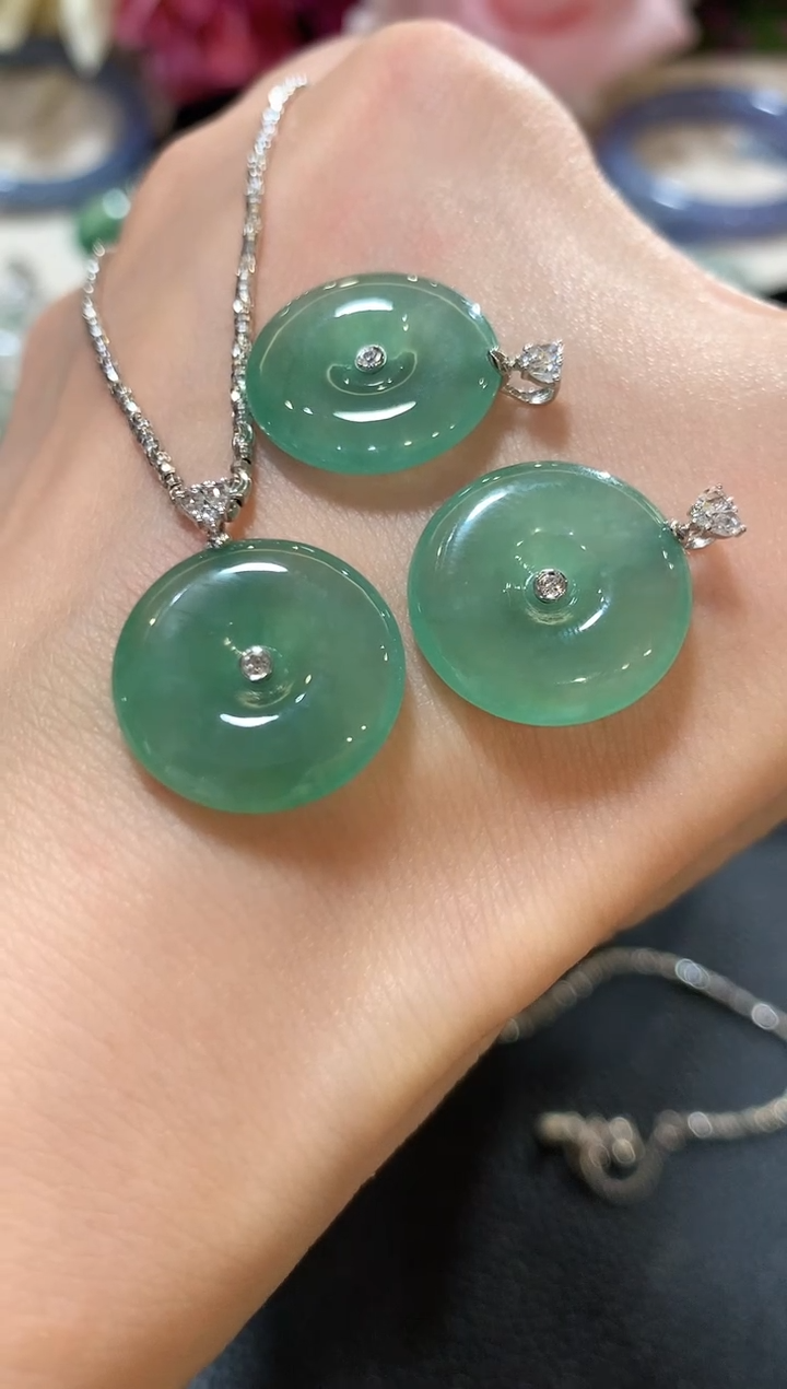 吊坠(不含链)18K金镶嵌翡翠 多样性一件发货-6