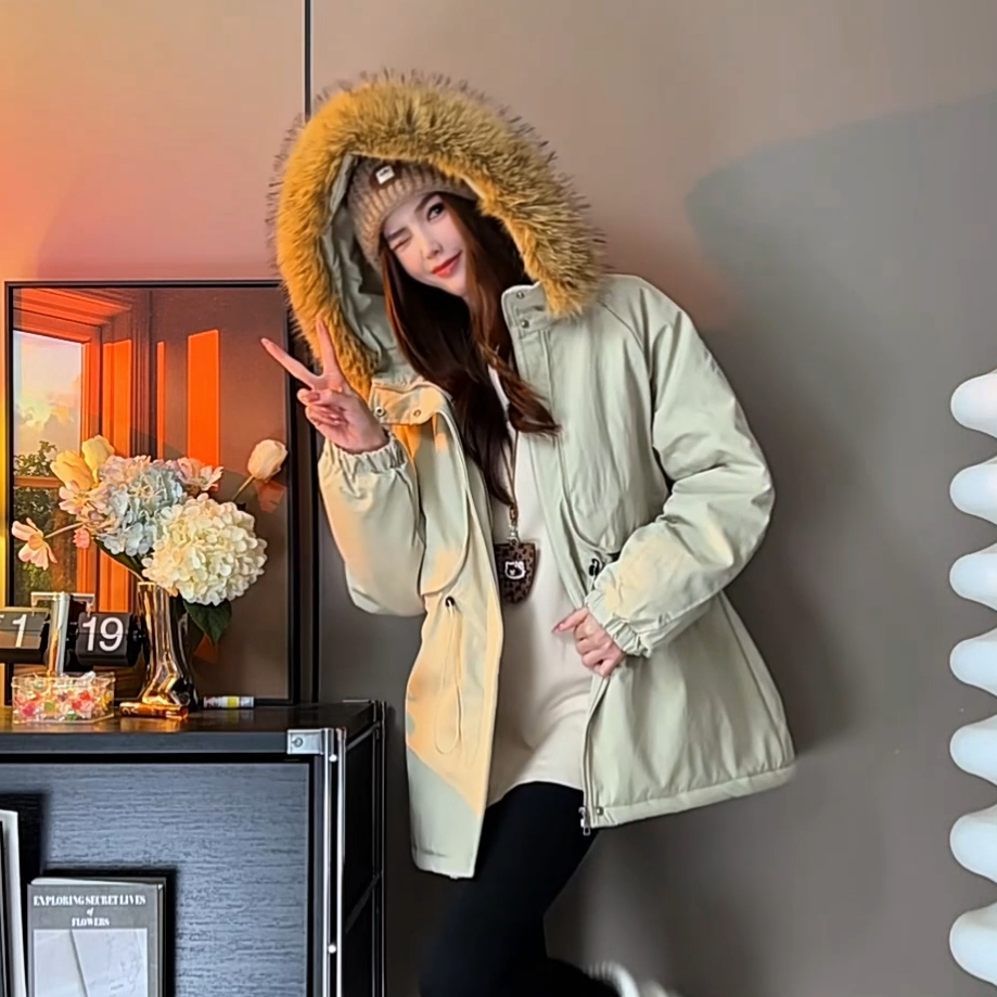 冬季慵懒风连帽保暖宽松外套2025新款时尚潮流派克服上衣