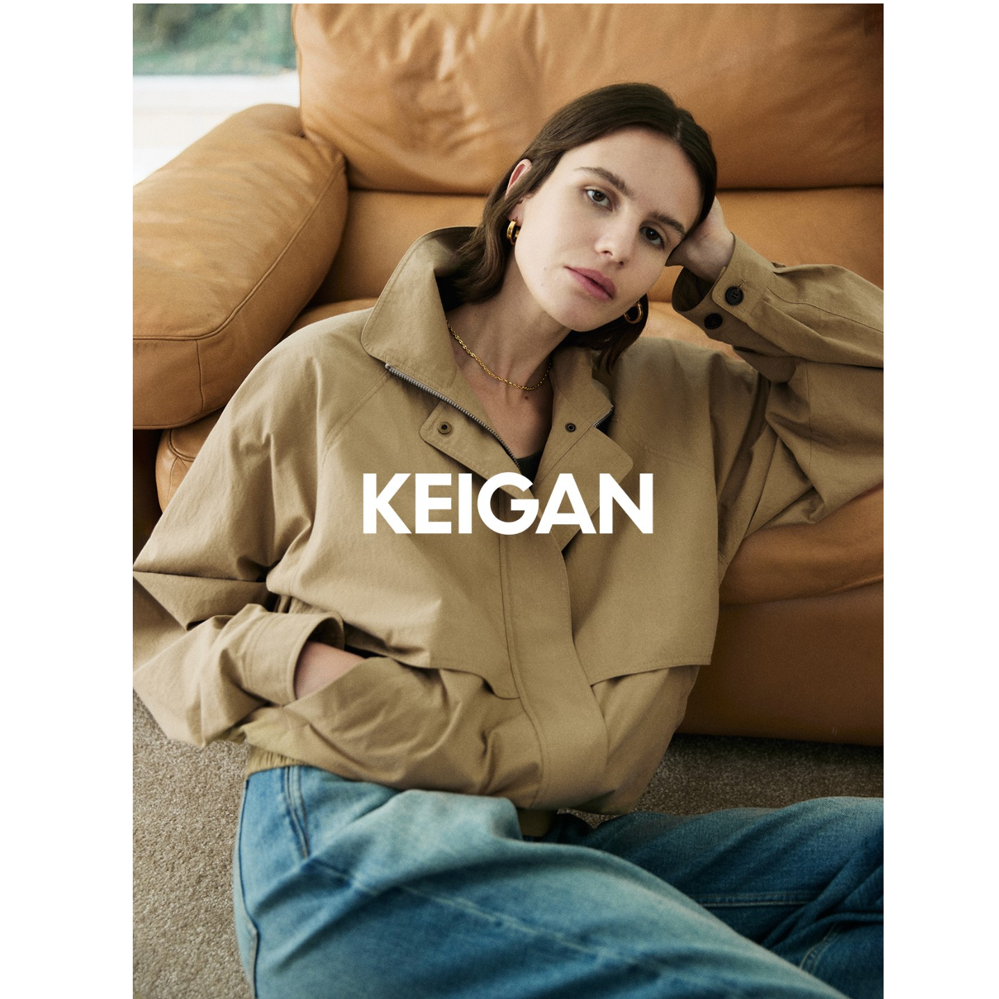 KEIGAN/开间微起绒新疆长绒棉轻盈廓形立领垫肩拉链哈灵顿夹克