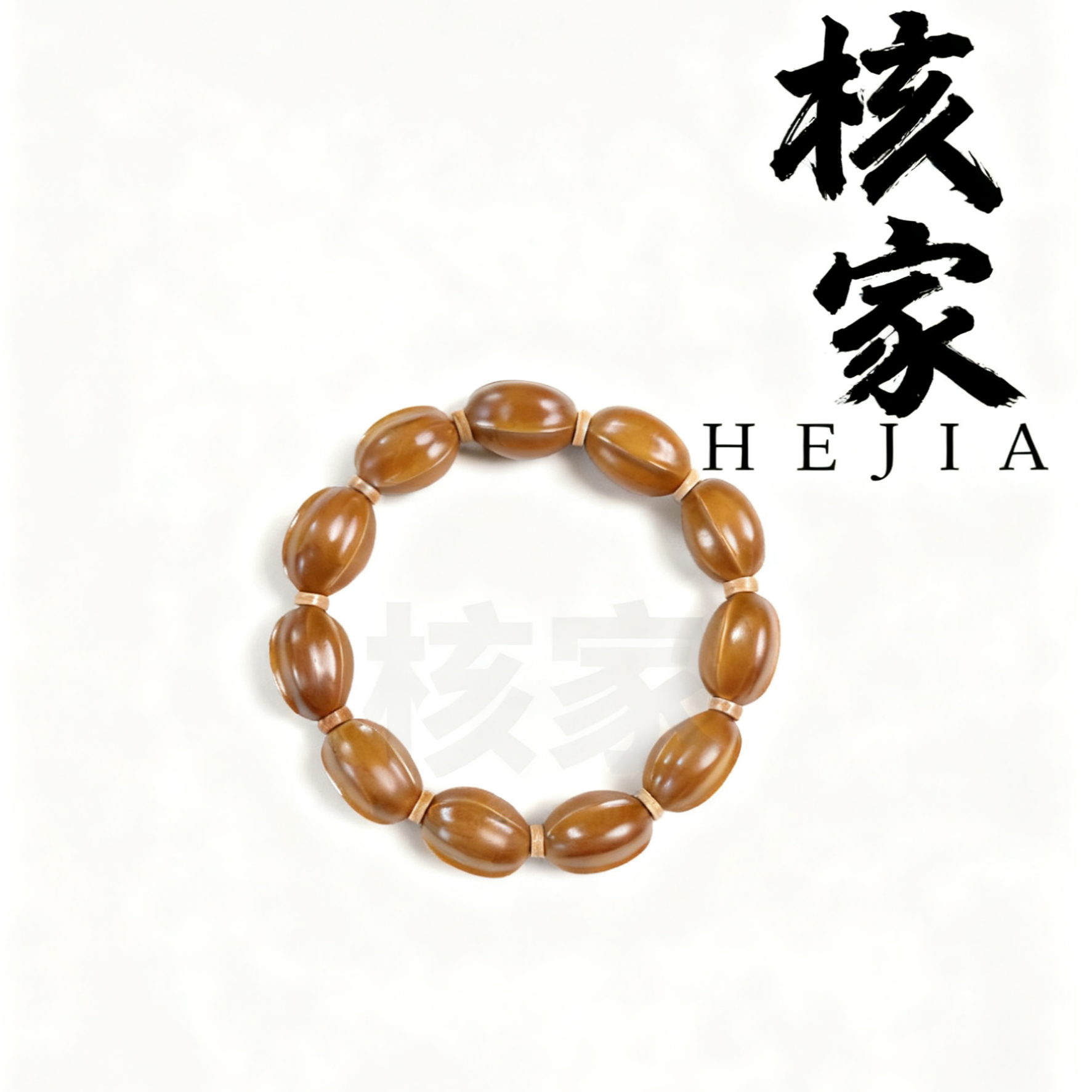 核家-HEJIA【鲨鱼背直心三面佛】爆红老料水晶核橄榄核手串
