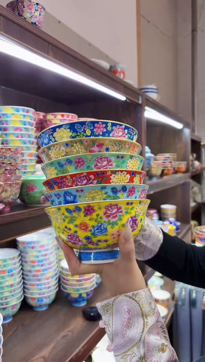 珐琅6英寸面碗6个景德镇陶瓷