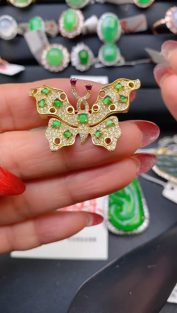 【闪购商品】翡翠戒指银S925镶嵌天然A货翡翠1