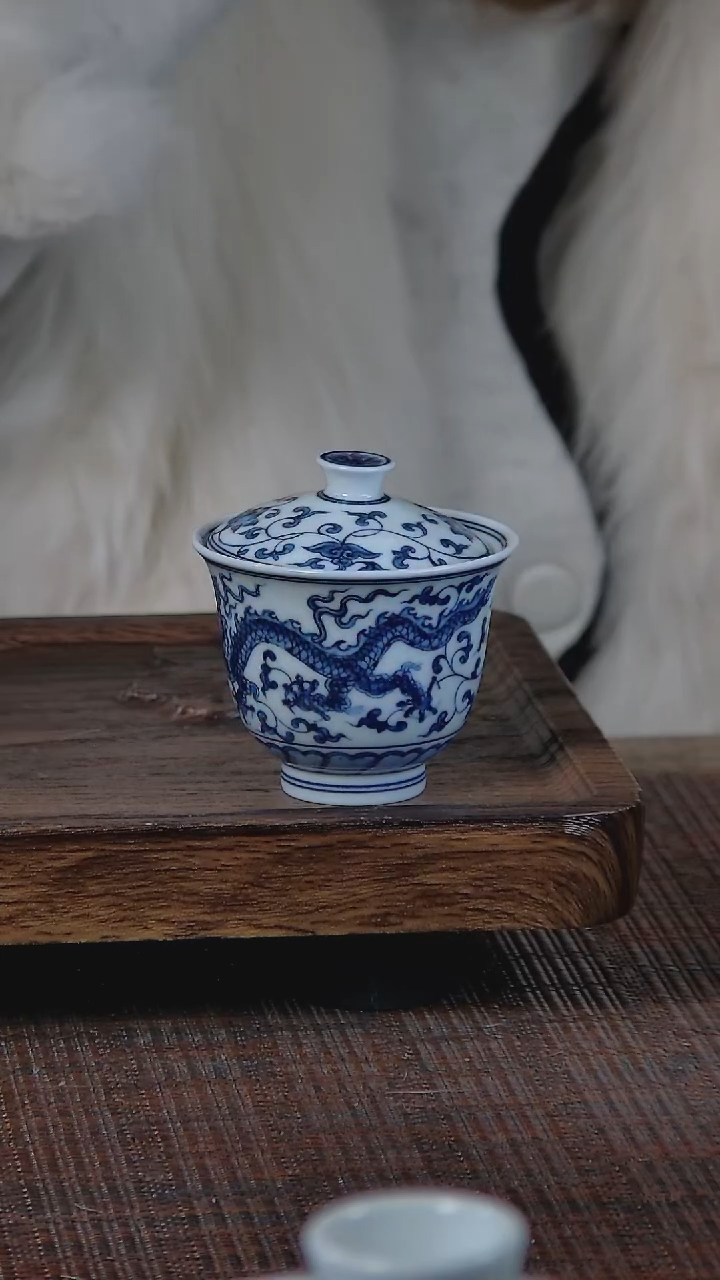 【闪购商品】折葵非器手工手绘缠枝龙迷你盖碗