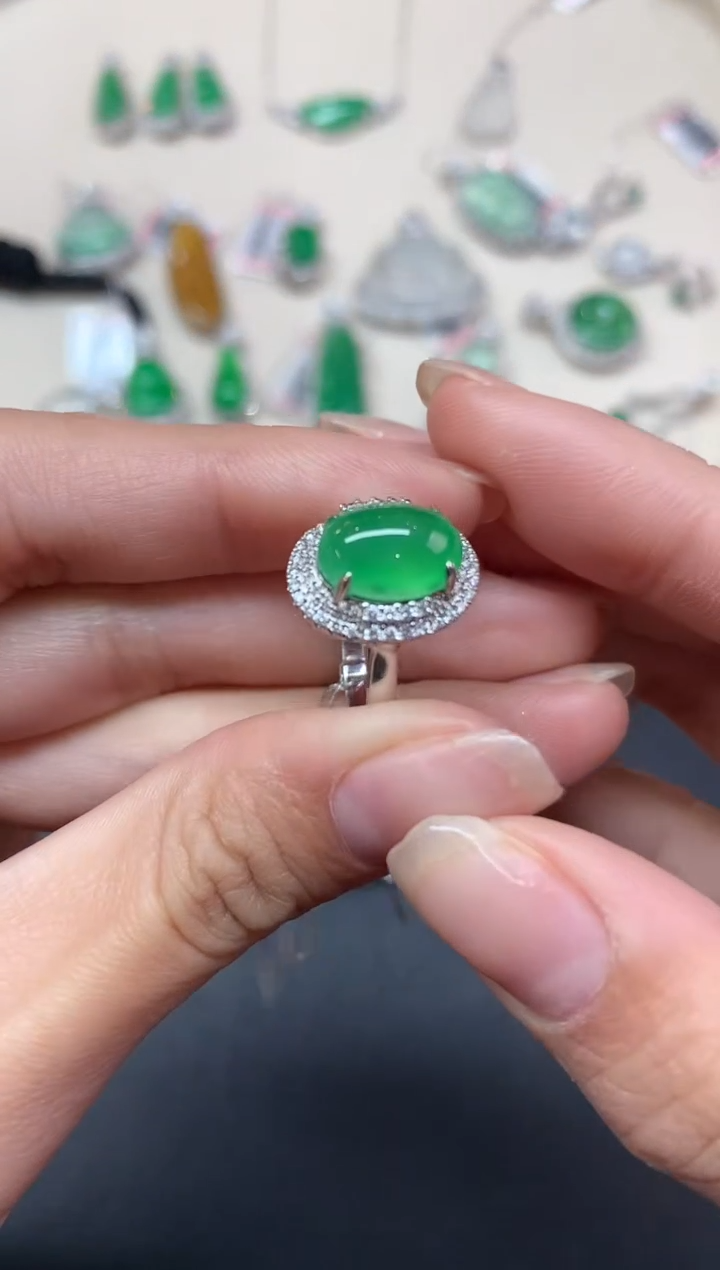 【闪购商品】翡翠戒指18K金镶嵌戒指A110|23800