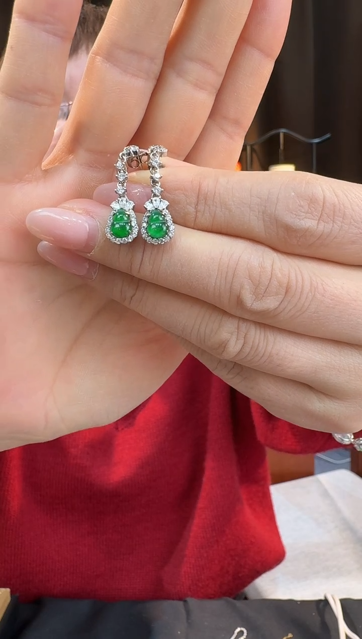 【闪购商品】翡翠耳饰银S925镶嵌耳饰