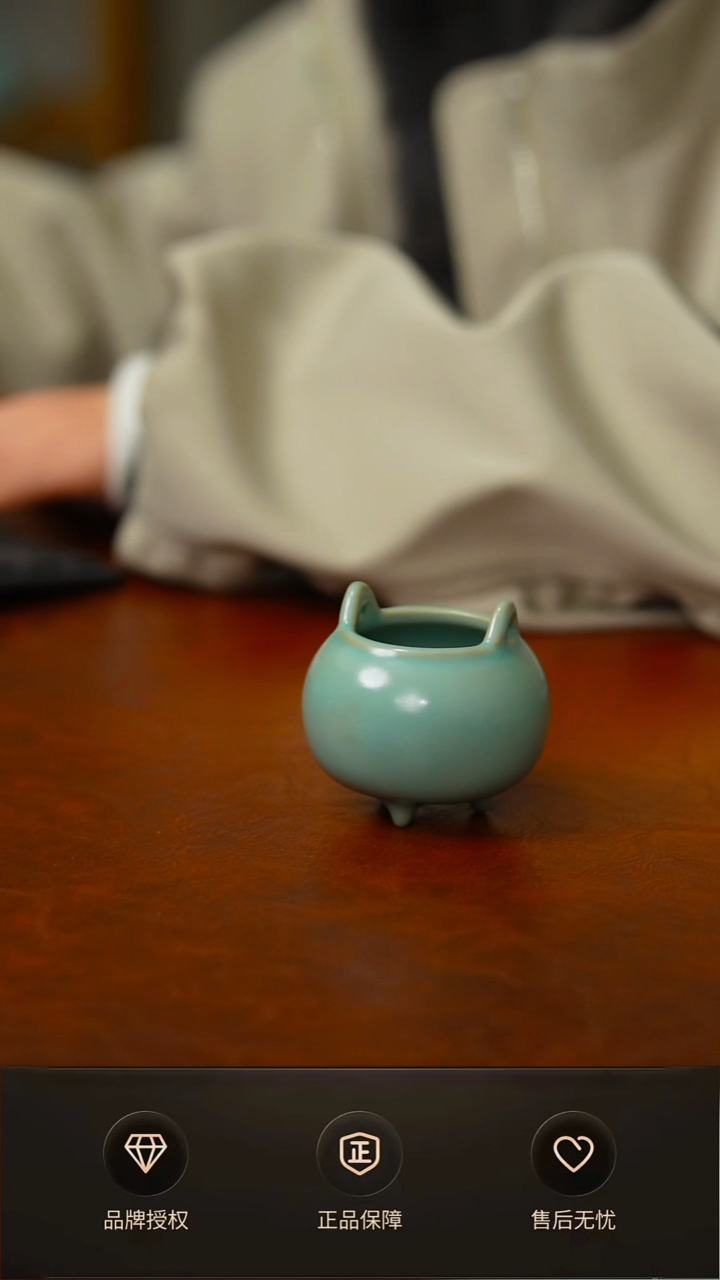 仿古支钉迷你胖香炉不完美 简装