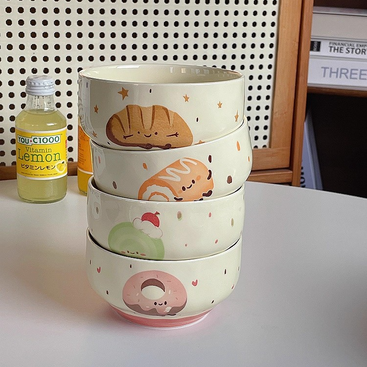 可爱烘培系列4.5寸蛋糕面包米饭碗家用陶瓷儿童高颜值餐具小碗