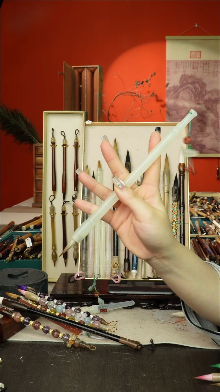 170号闪孤品高货毛笔链接 清水试笔 蘸墨不退