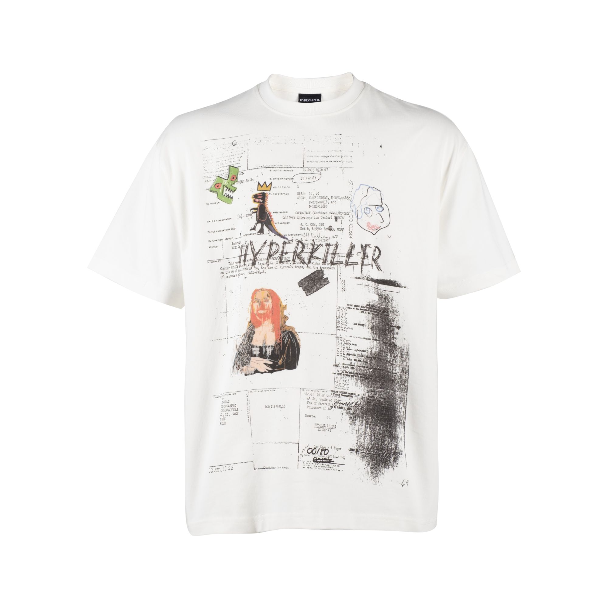 HYPERKILLER 25SS李峙锦恶搞蒙娜丽莎涂鸦风格短袖美式休闲宽松