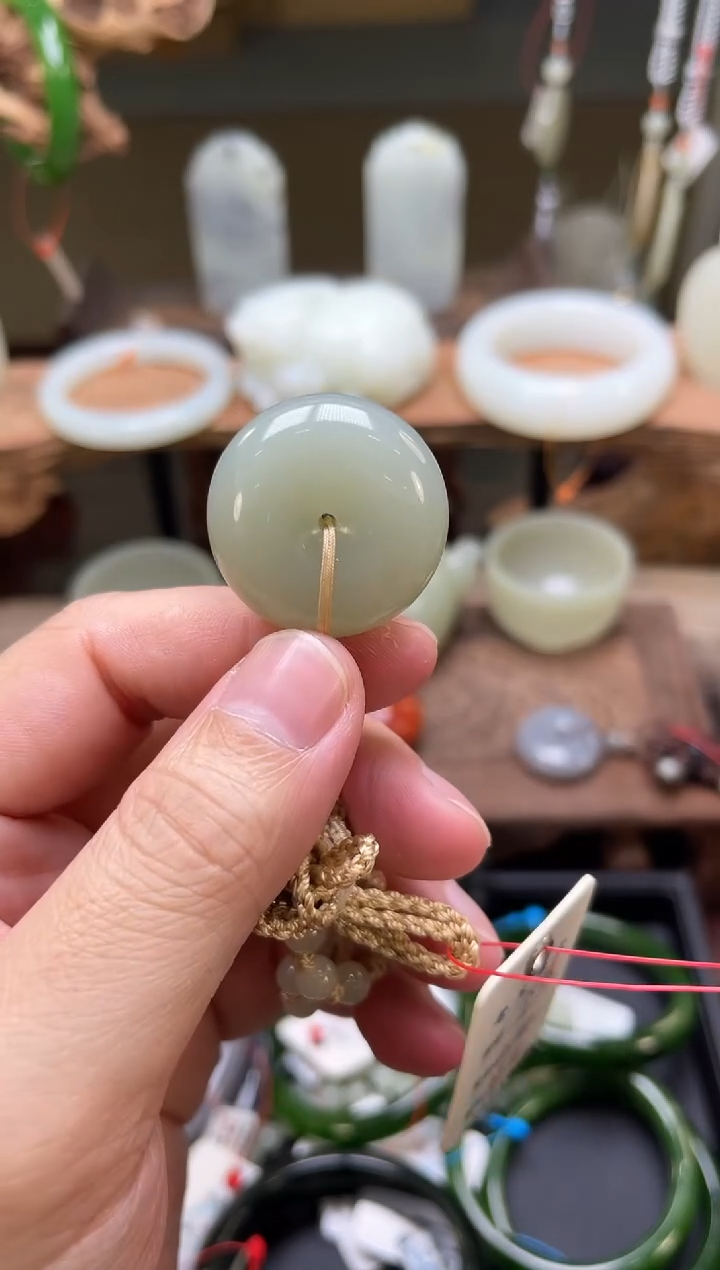 【闪购商品】和田玉吊坠未镶嵌且末青白 平安扣 9004220