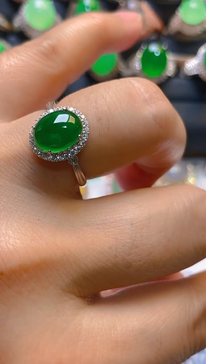 【闪购商品】翡翠耳饰银S925镶嵌天然A货翡翠1