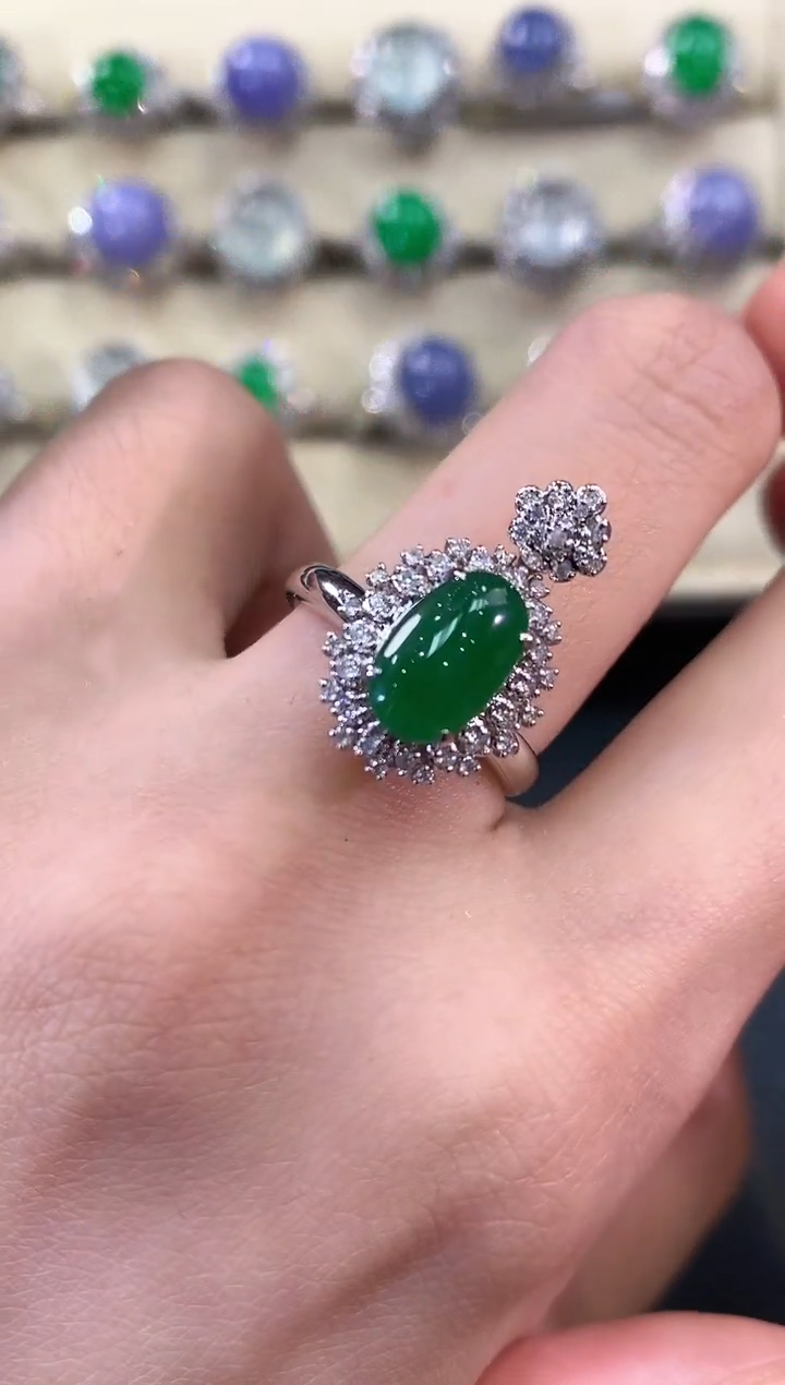 【闪购商品】翡翠戒指18K金镶嵌v91    