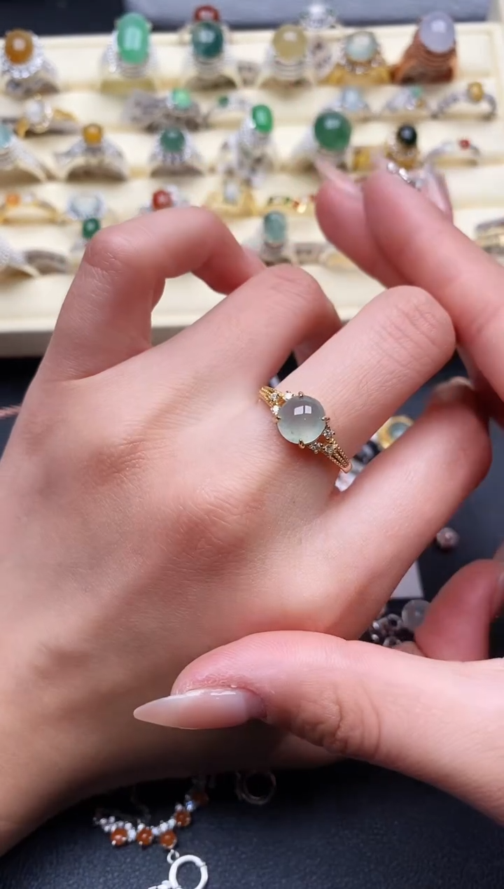 【闪购商品】翡翠戒指银S925镶嵌777777+10