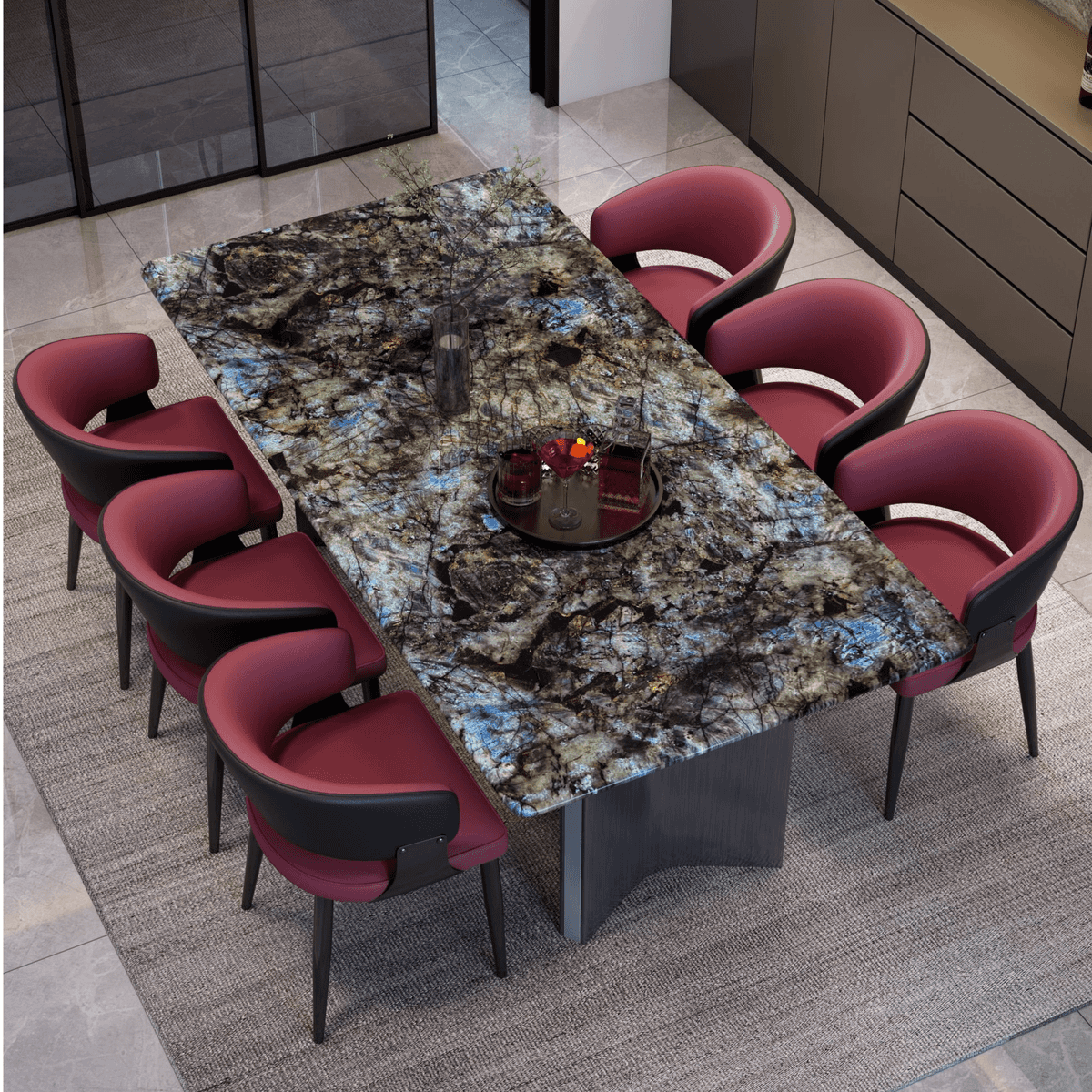 轻奢高级感大理石餐桌现代简约长方形家用餐桌椅组合小户型吃饭桌