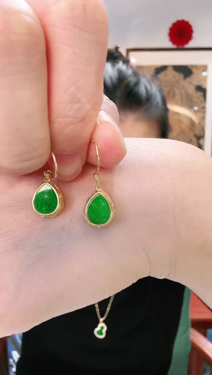 【闪购商品】翡翠耳饰银S925镶嵌耳饰