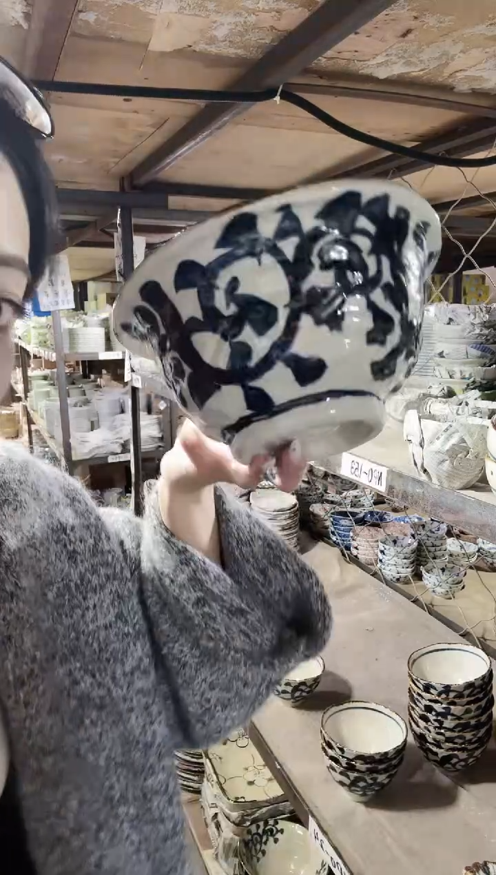 陶瓷唐草19.5cm变形面碗一个