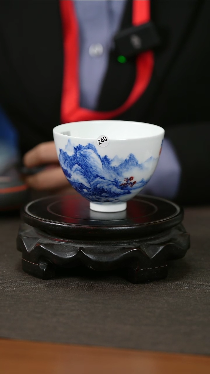 【闪购商品】杯子青花釉里红山水主人杯240