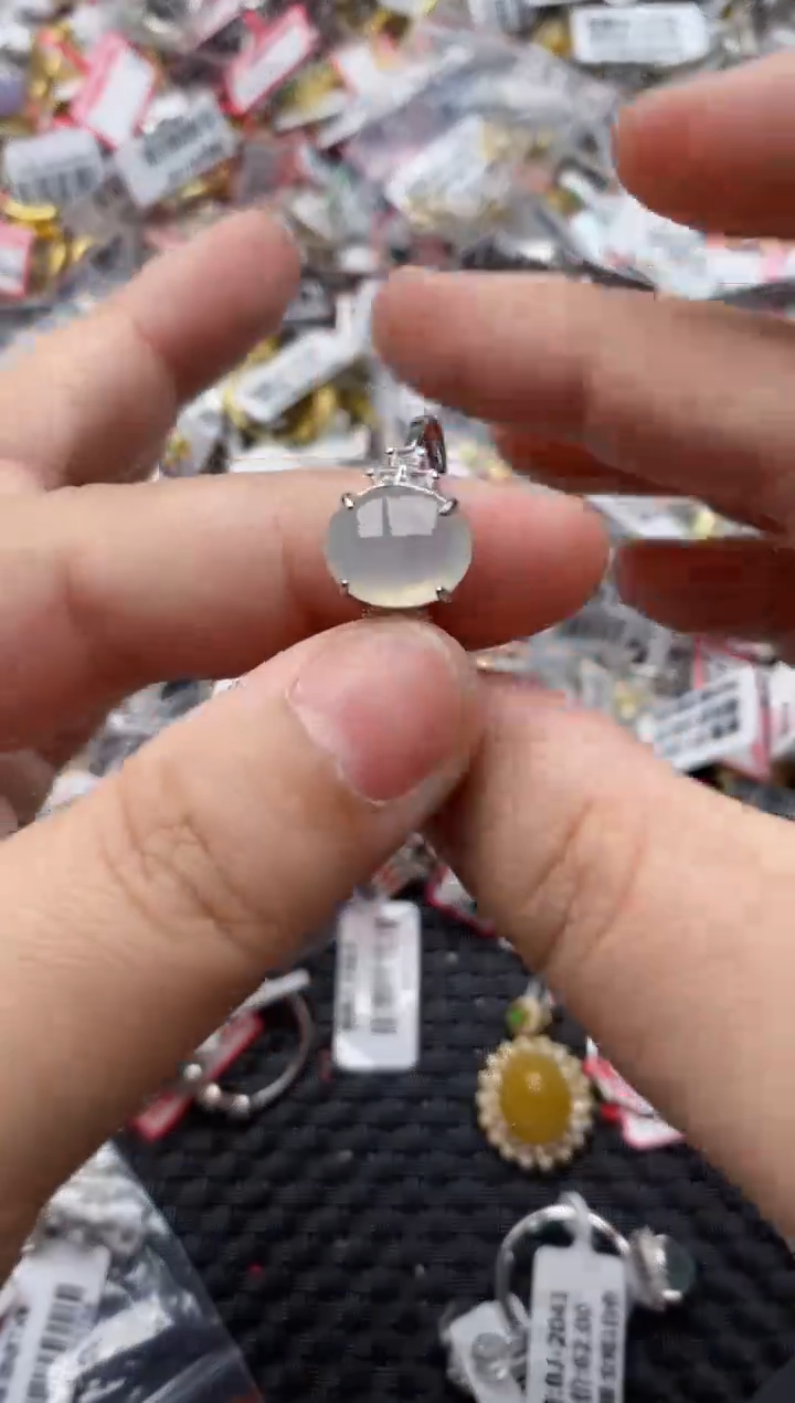 【闪购商品】翡翠戒指银S925镶嵌77777---5