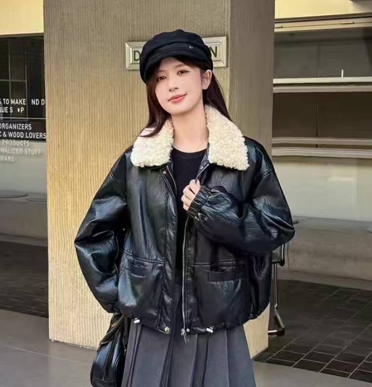 9901款百搭皮面羽绒服  