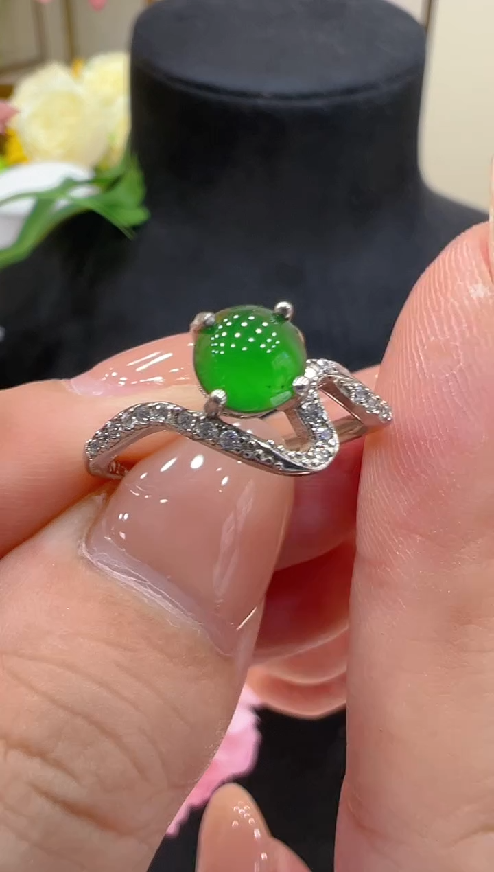 翡翠戒指银S925镶嵌团购多样性发一件