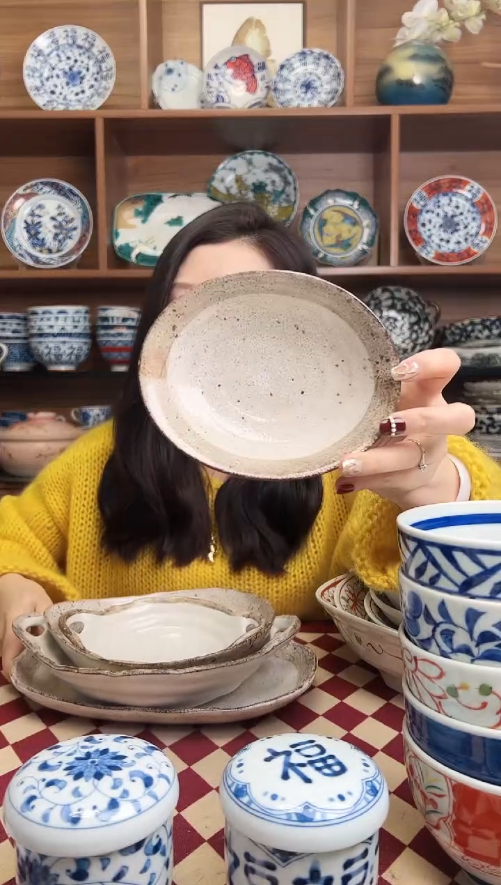 【闪购商品】瓷片渕茶粉引 25cm双耳锅型盘