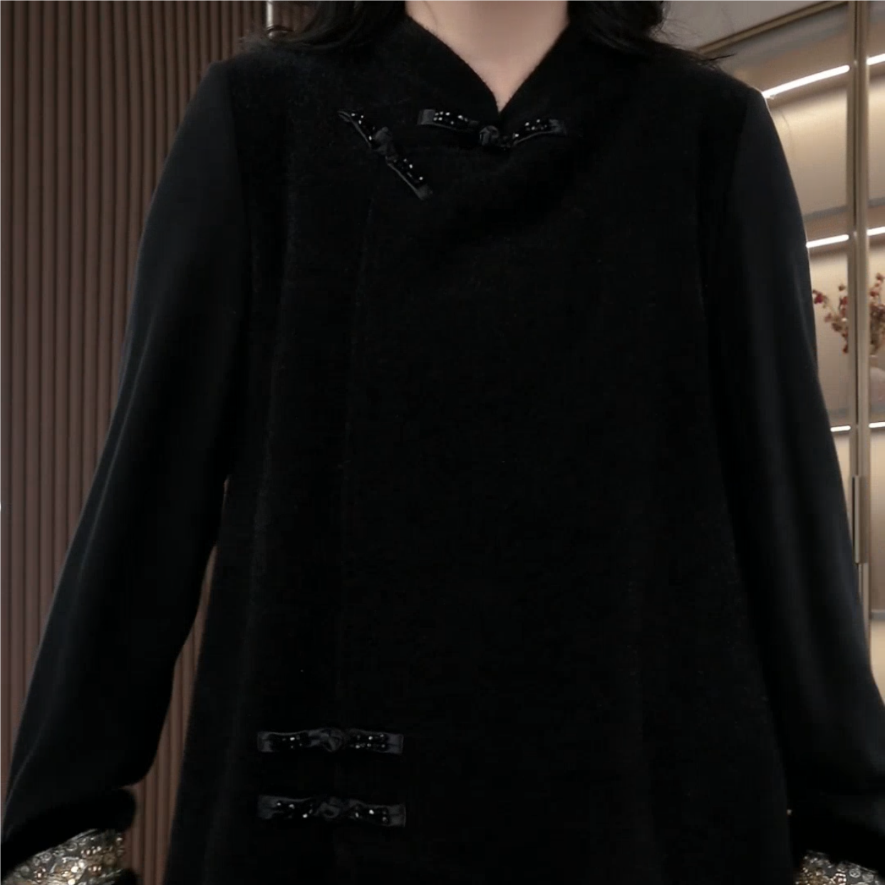 丹思慕大码女装冬季新款国风气质减龄显瘦收腰上衣