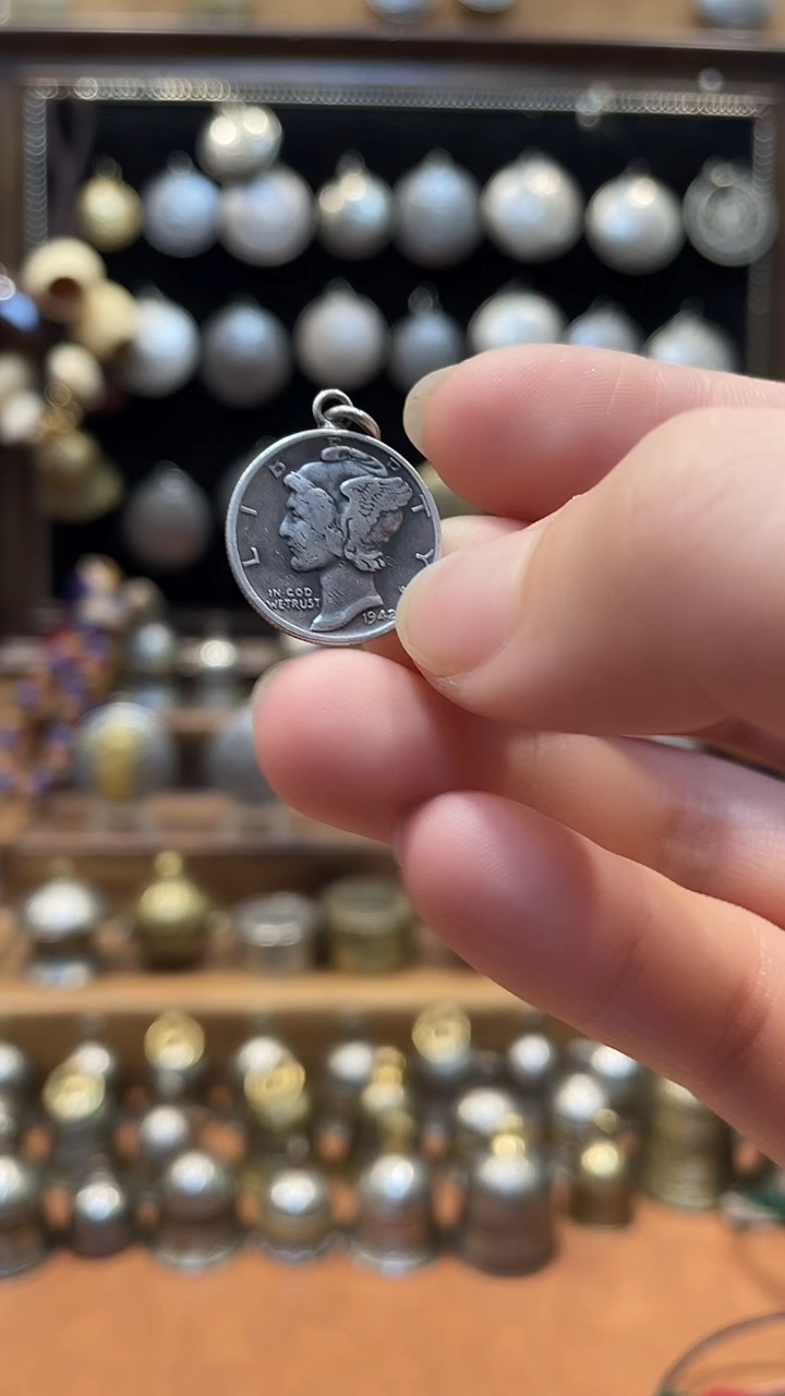 美国10美分银币吊牌配钛钢链