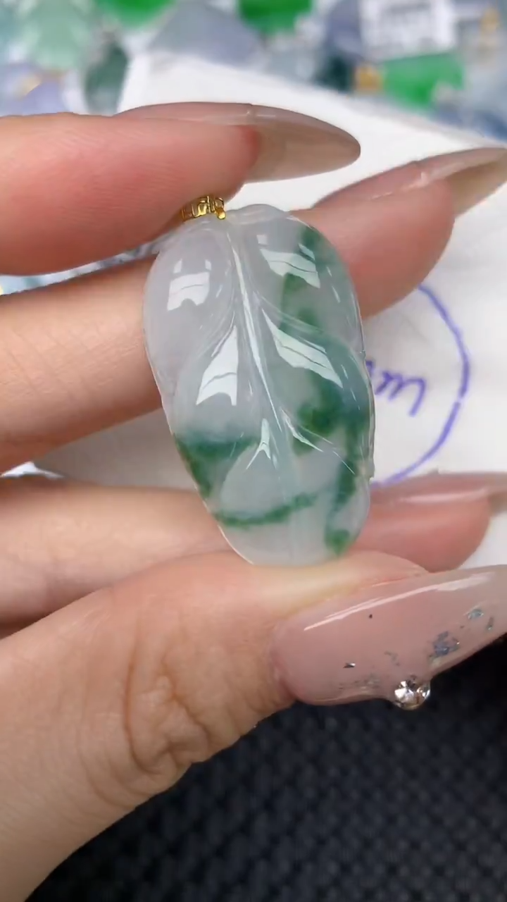 颈饰18K金镶嵌翡翠天然缅甸翡翠a货百元以上9元证书费自理