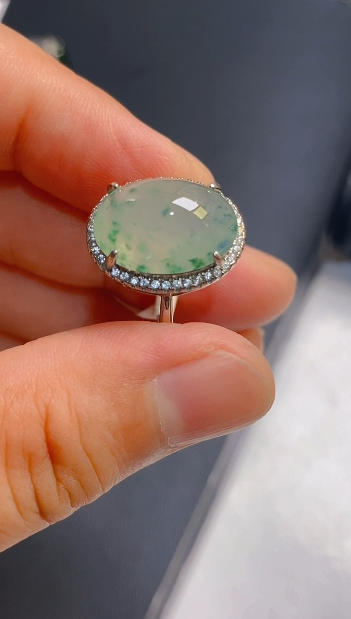 翡翠银S925镶嵌耳饰天然